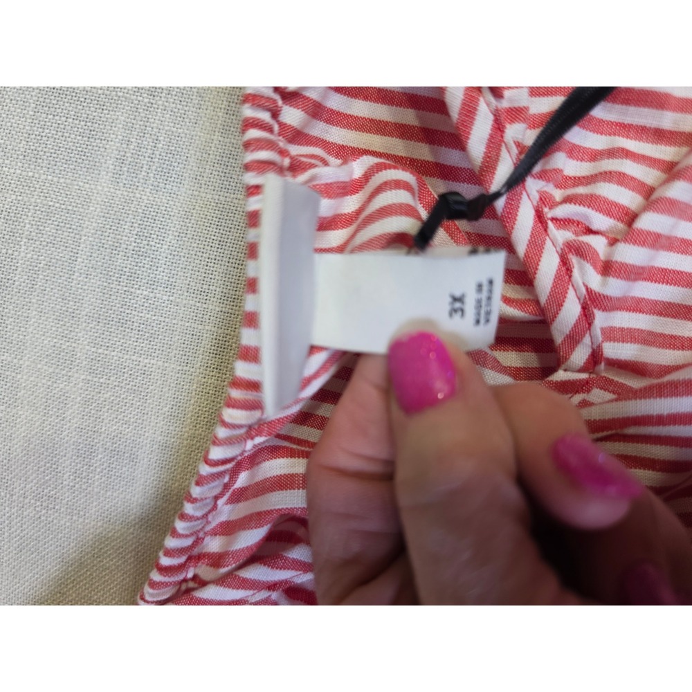 Ava & Viv Red White Striped Smocked Waist Midi Dress Plus Size 3X NWT - Picture 6 of 10